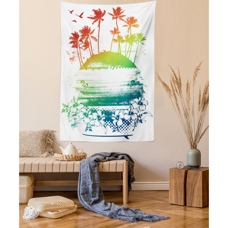 Grunge Summer Scenery Tapestry