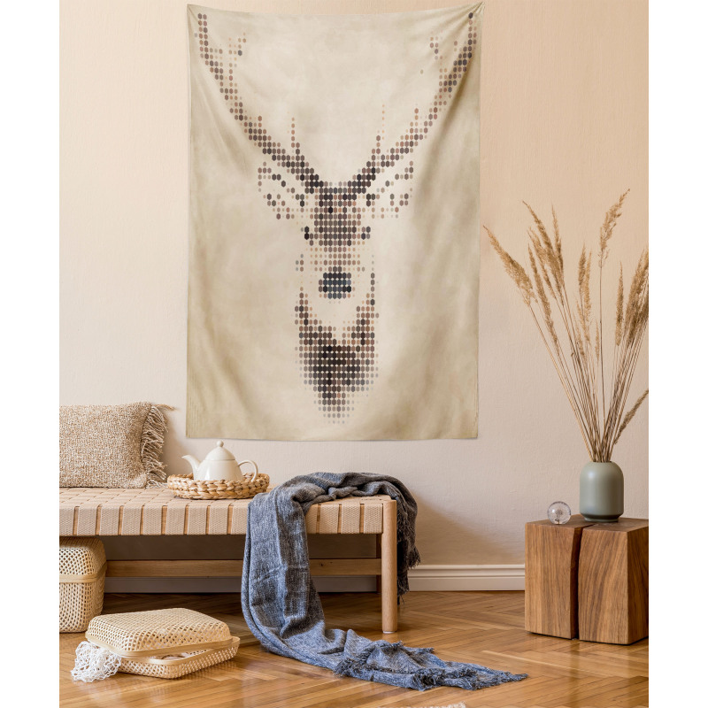 Deer Portrait with Dots Tapestry