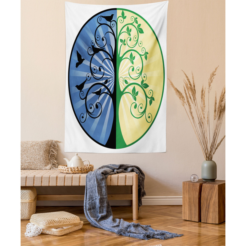 Ying Yang Tree Asian Tapestry