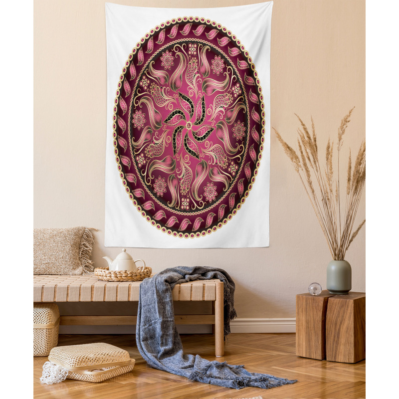 Red Mandala Pattern Tapestry