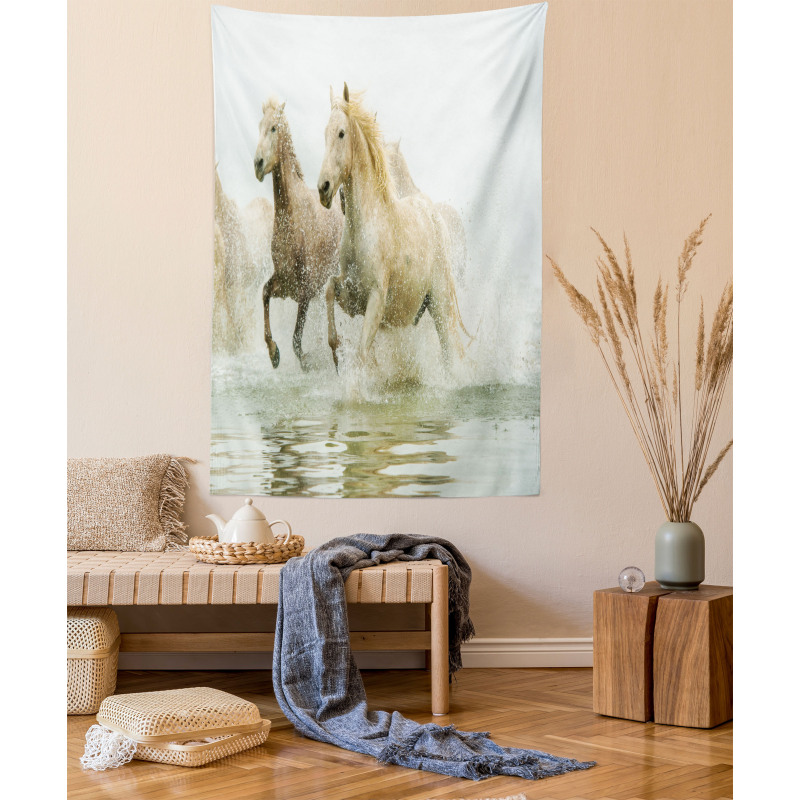 Camargue Horses in Water Tapestry