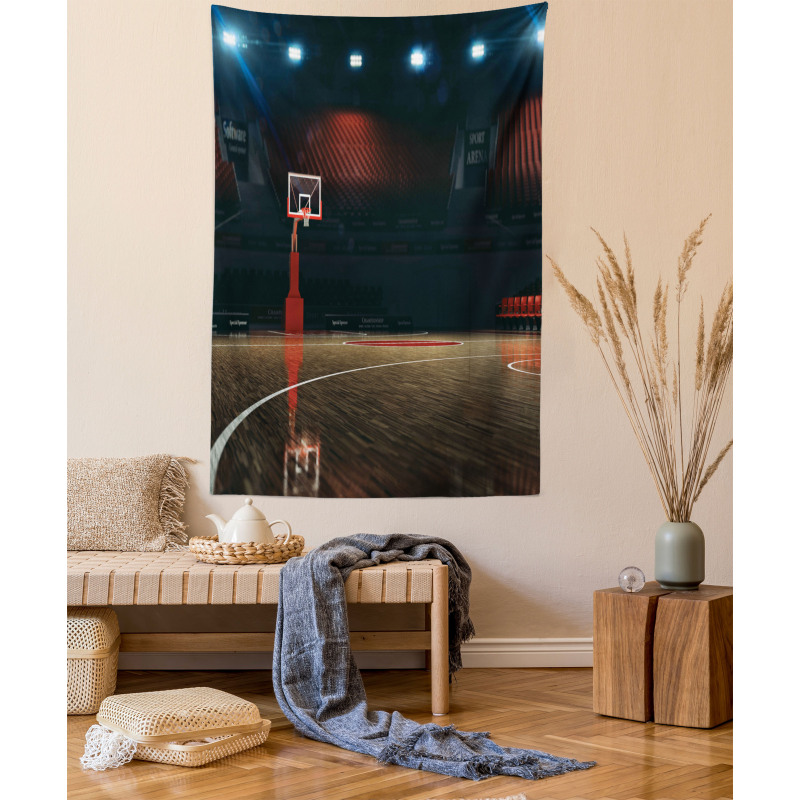 Empty Basketball Court Tapestry