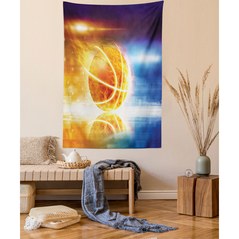 Burning Basketball Art Tapestry