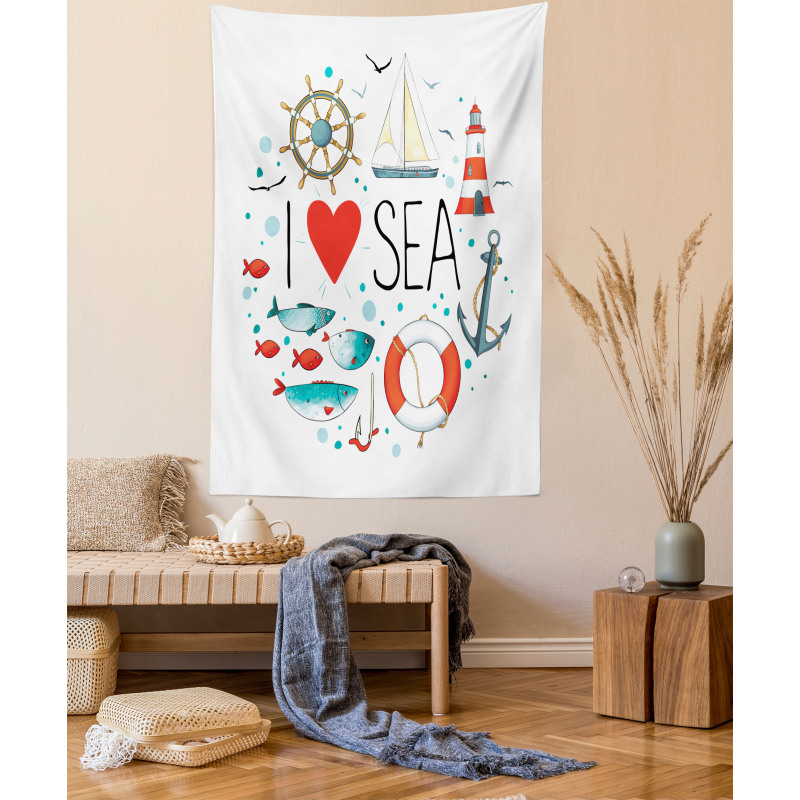 I Love Sea Words Tapestry