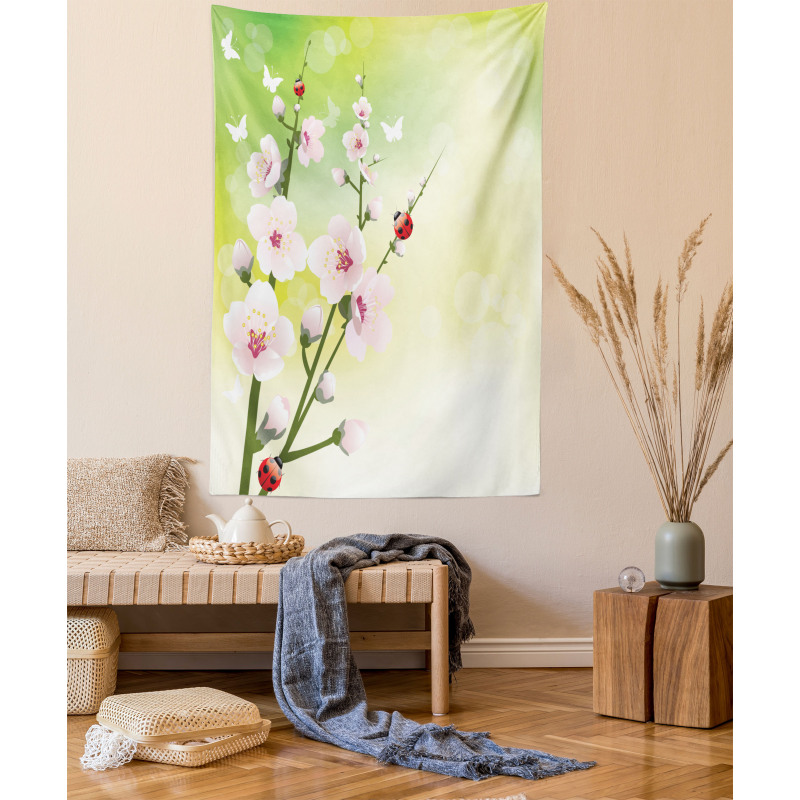 Blossoms Ladybugs Spring Tapestry