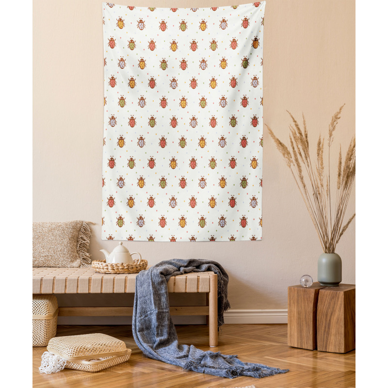 Pastel Colored Ladybugs Tapestry