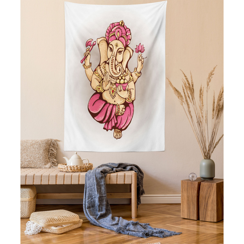 Bohemian Elephant Lotus Tapestry