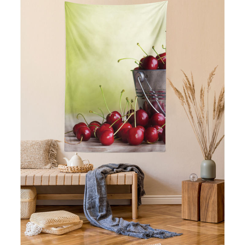 Cherries Bucket on Ombre Tapestry