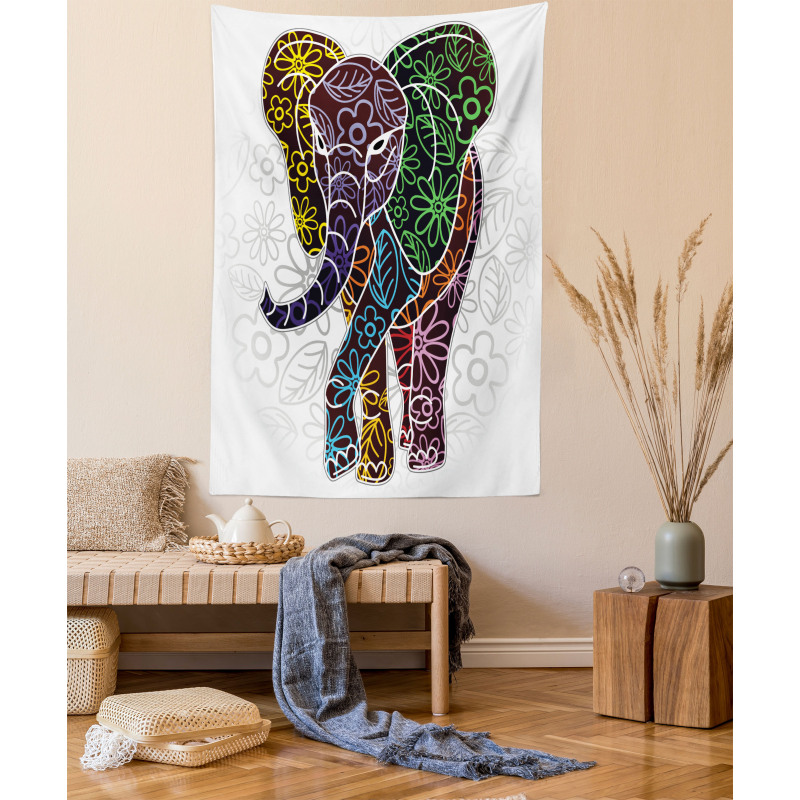 Floral Tribal Shapes Tapestry