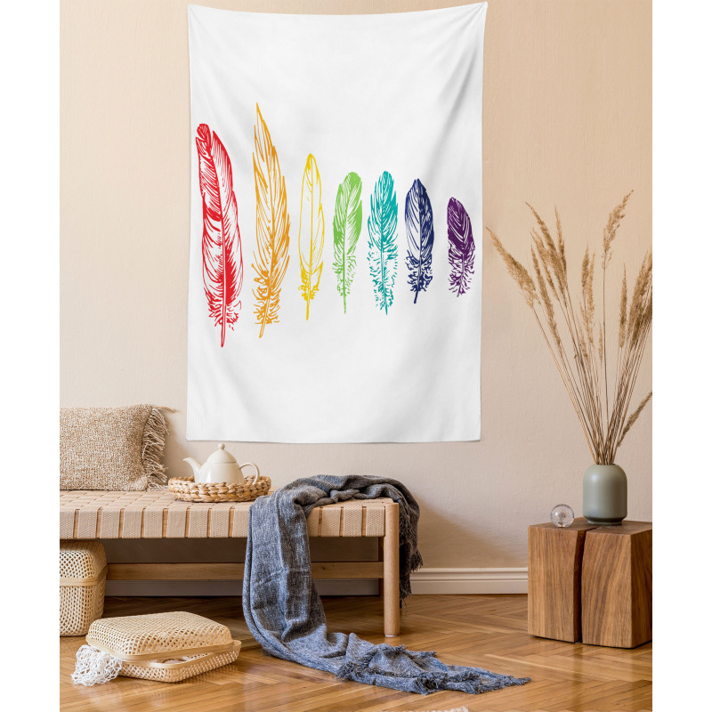 Rainbow Feathers Tapestry