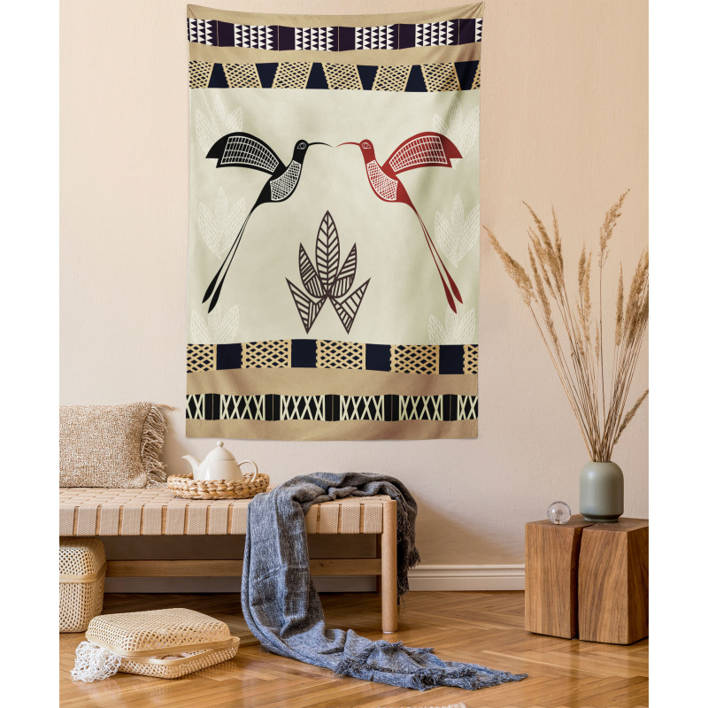 Bamboo Leaf Birds Art Tapestry