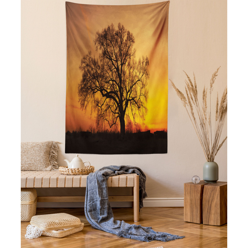 Old Oak at Sunset View Tapestry