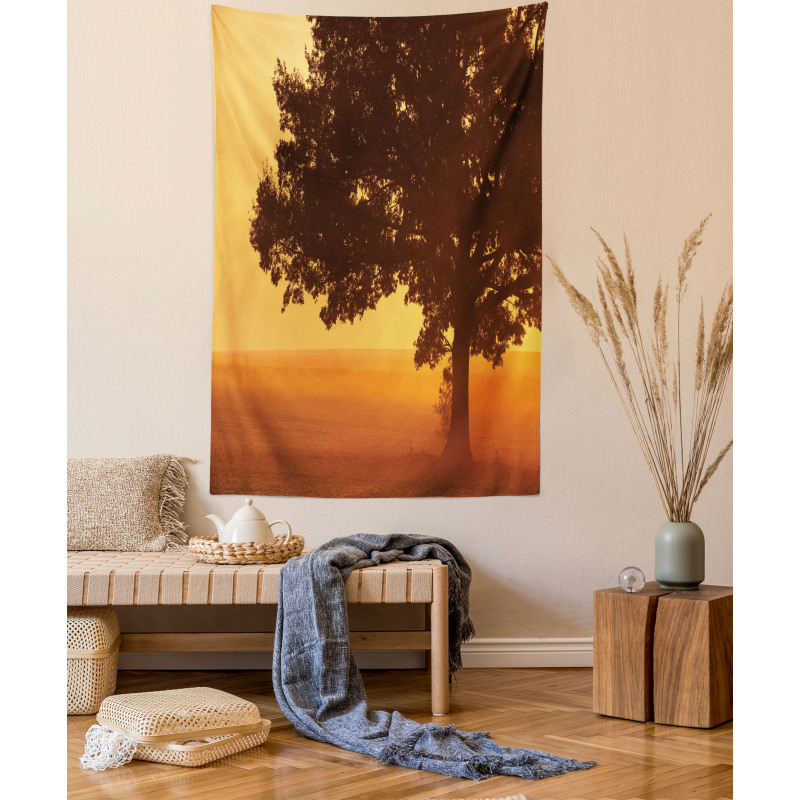 Countryside Farm Sunrise Tapestry