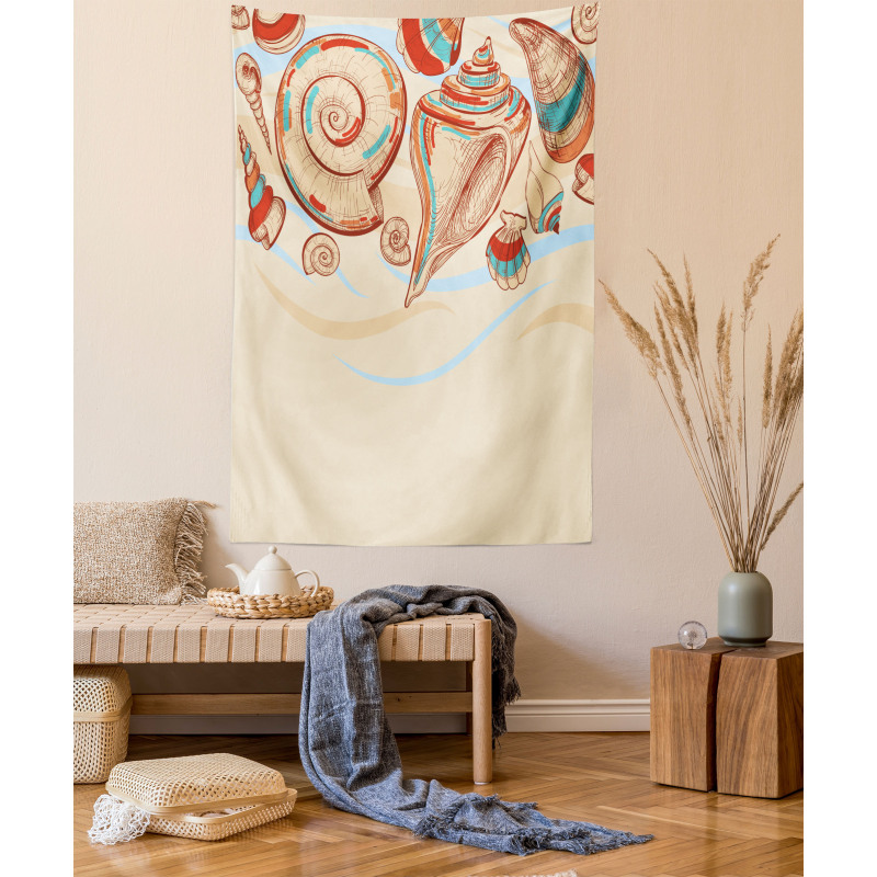 Seashells Pastel Colored Tapestry