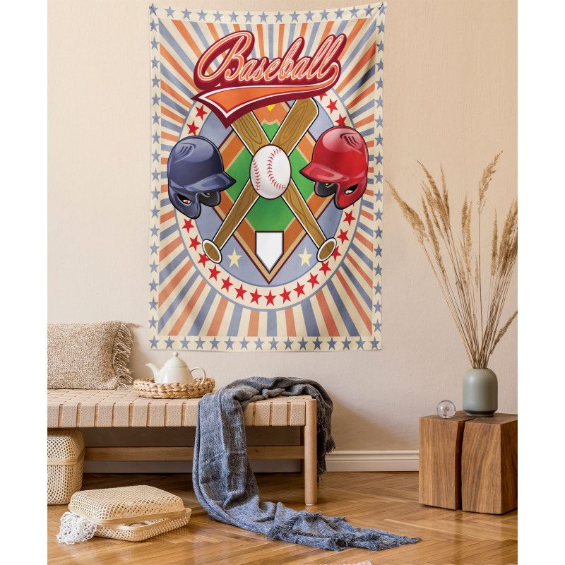 Retro Pop Art Baseball Tapestry