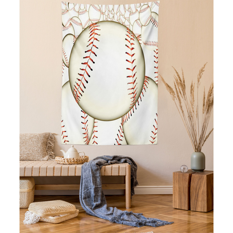 Baseball Ball Pattern Tapestry