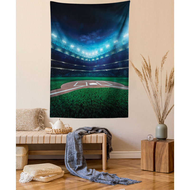 Baseball Stadium Night Tapestry