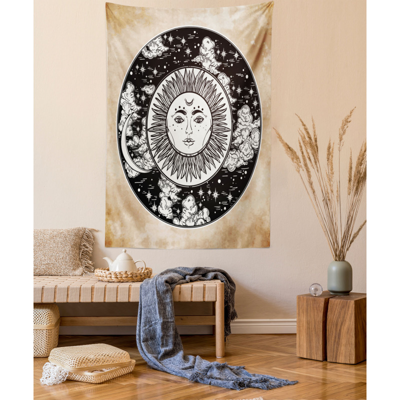 Sun Face Moon Tapestry