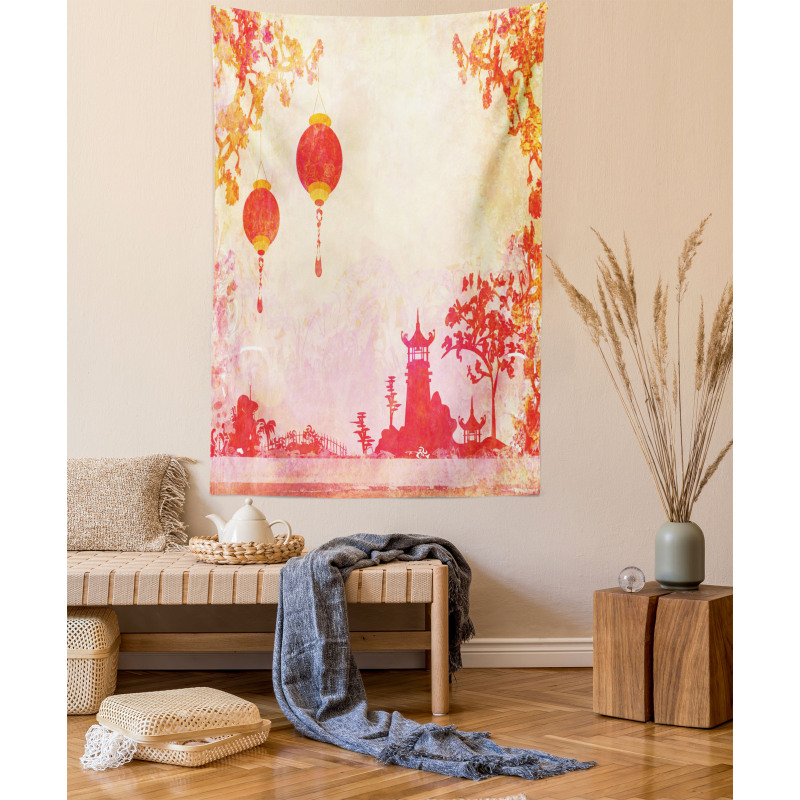 Chinese Lanterns Building Tapestry