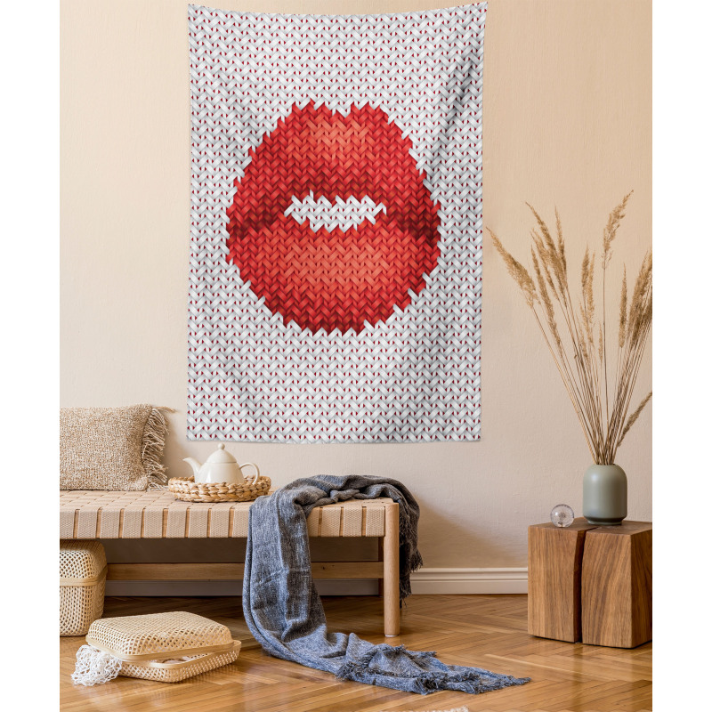 Retro Effect Lips Design Tapestry