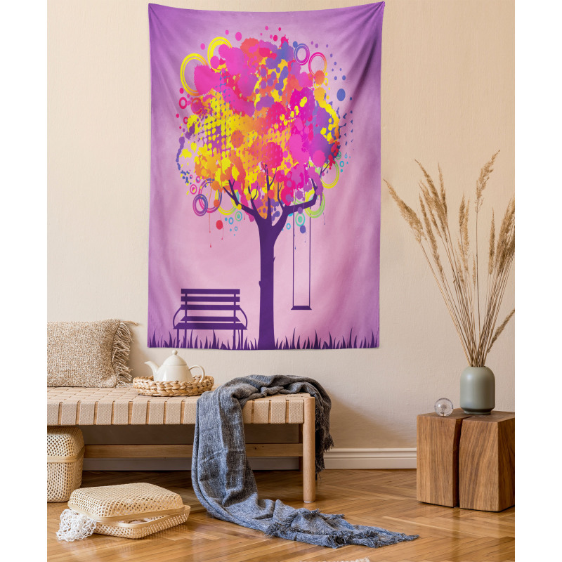 Colorful Leaves Swing Art Tapestry