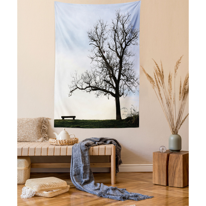Wooden Bench Evening Tapestry