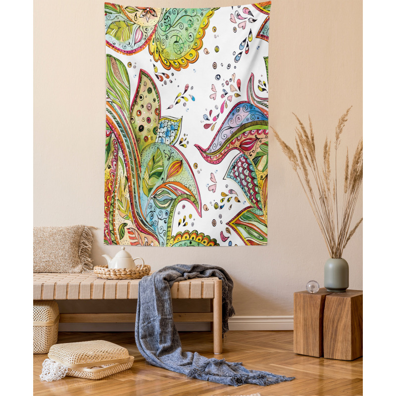 Leaves Flowers Hearts Tapestry