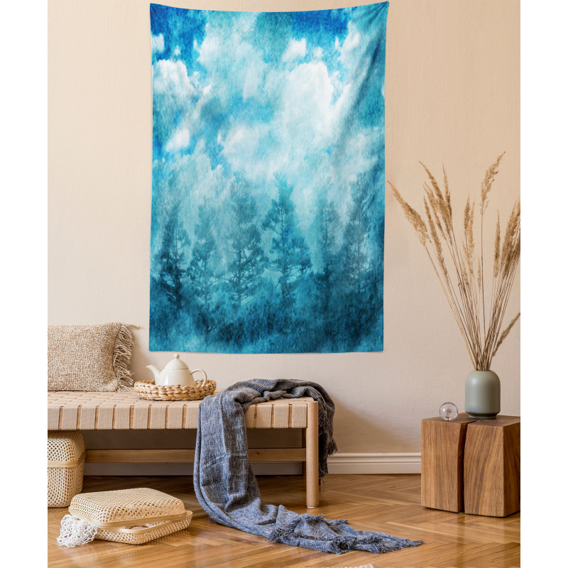 Grunge Sky Foggy Night Tapestry