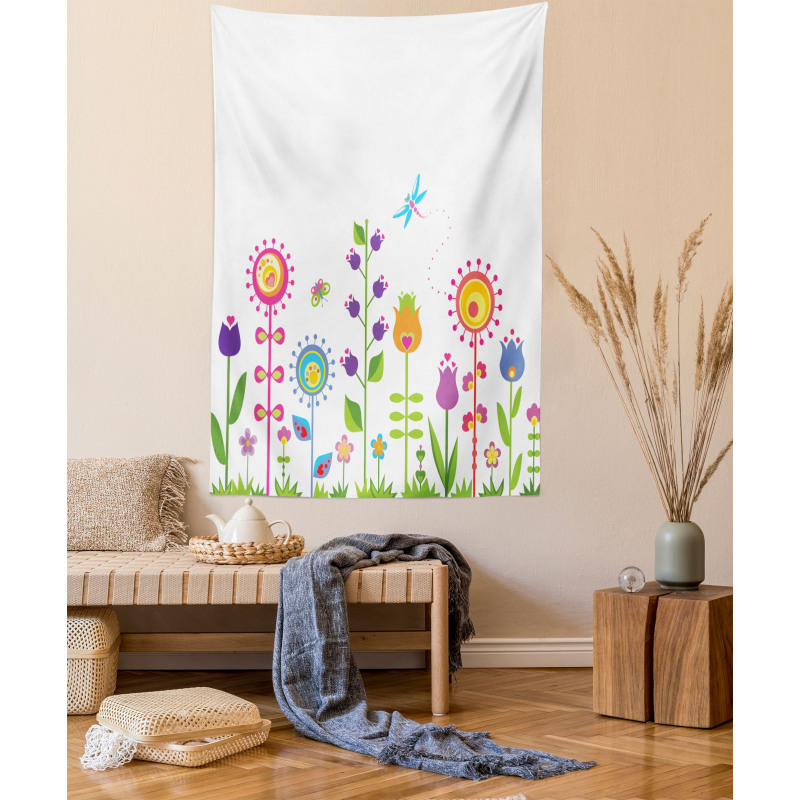 Floral Cartoon Art Tapestry