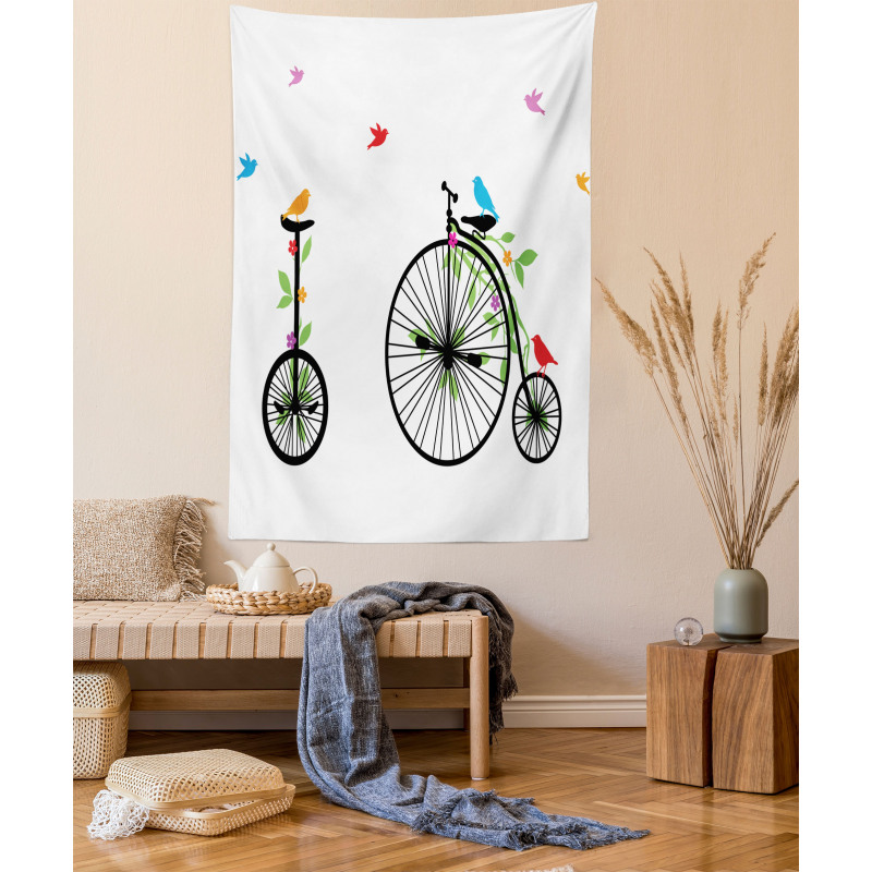 Flying Birds Flowers Tapestry