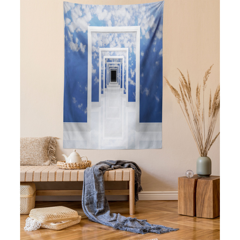 Sky Clouds on Walls Tapestry