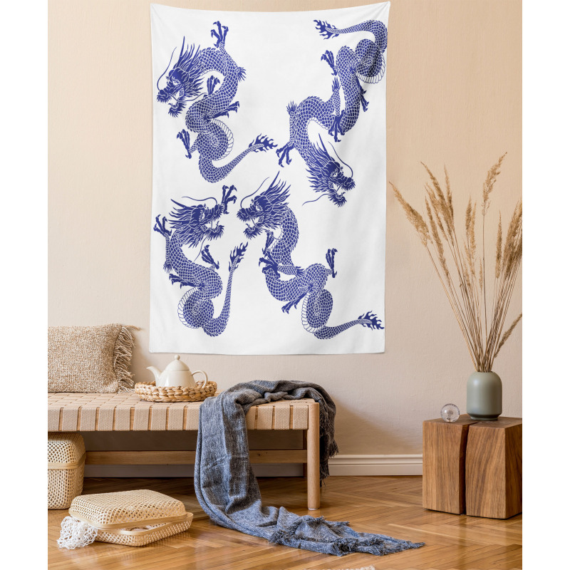 Japanese Dragons Mythical Tapestry