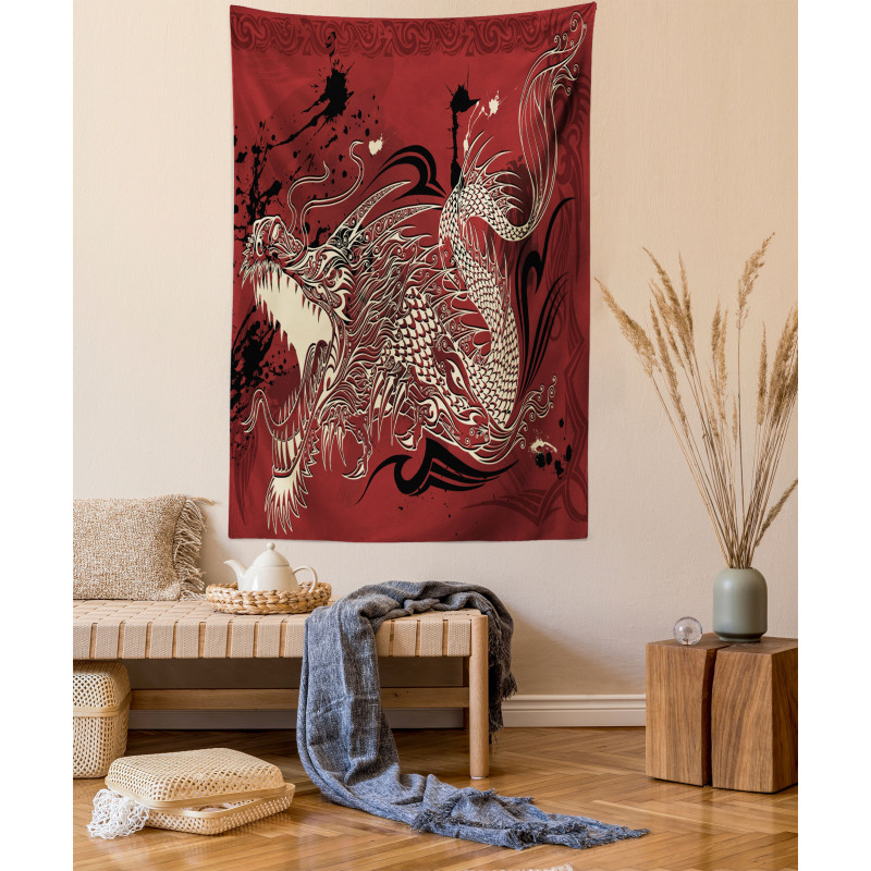 Japanese Dragon Doodle Tapestry