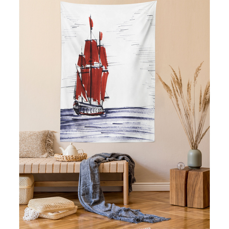 Saliling Ship on Sea Tapestry