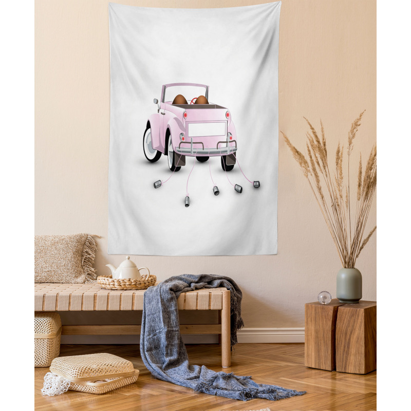 Just Married Cartoon Car Tapestry