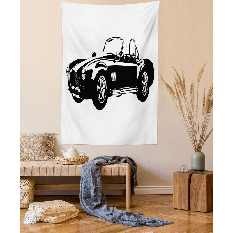 Classic Car Silhouette Tapestry