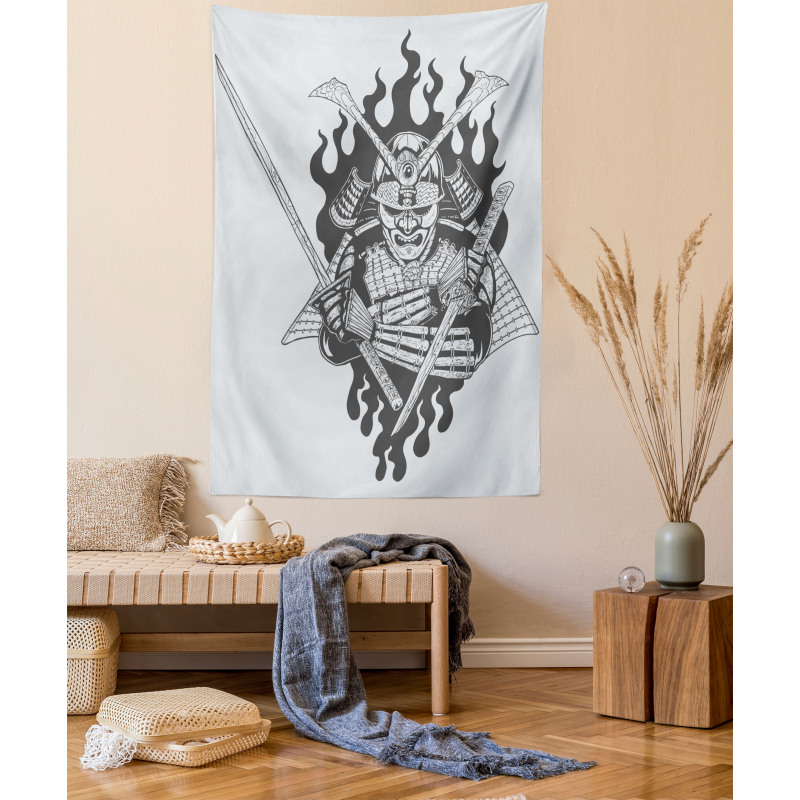 Ghost Ninja Fire Oriental Tapestry