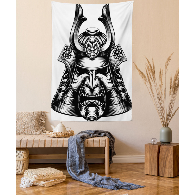 Samurai Mask Martial Tapestry