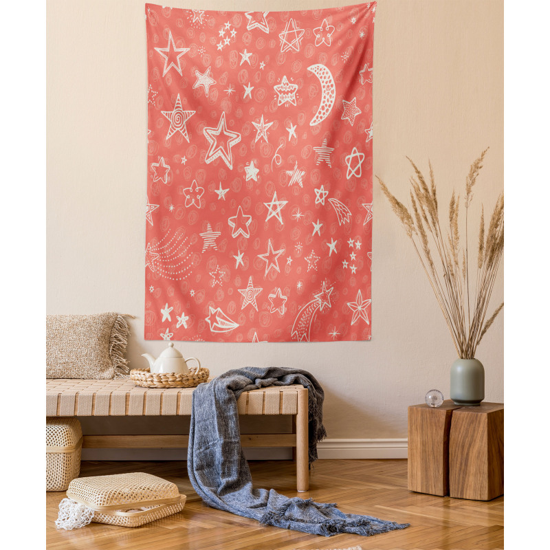 Moon and Stars Space Kid Tapestry