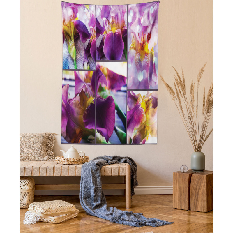 Blooming Iris Flowers Tapestry