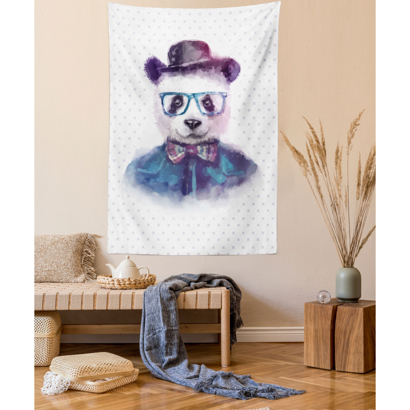 Hipster Panda with Tie Tapestry