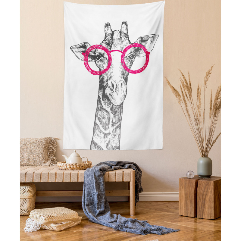 Hipster Animal Glasses Tapestry