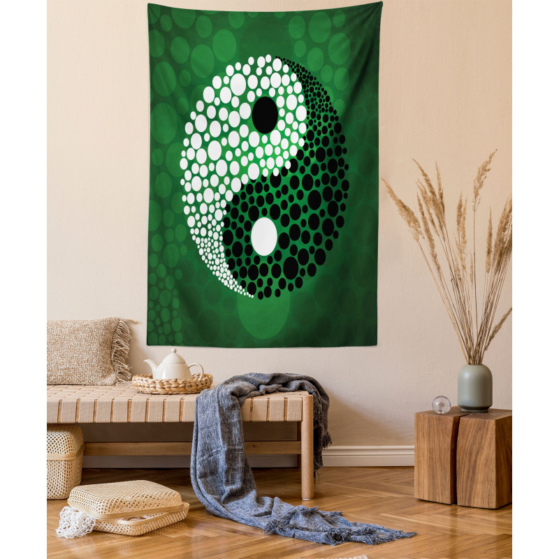 Ying Yang Green Harmony Tapestry