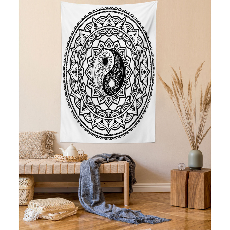 Eastern Blossom Yin Yang Tapestry