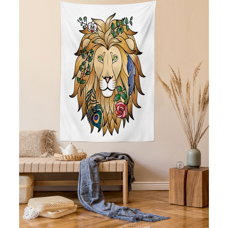 Lion with Flower Tapestry