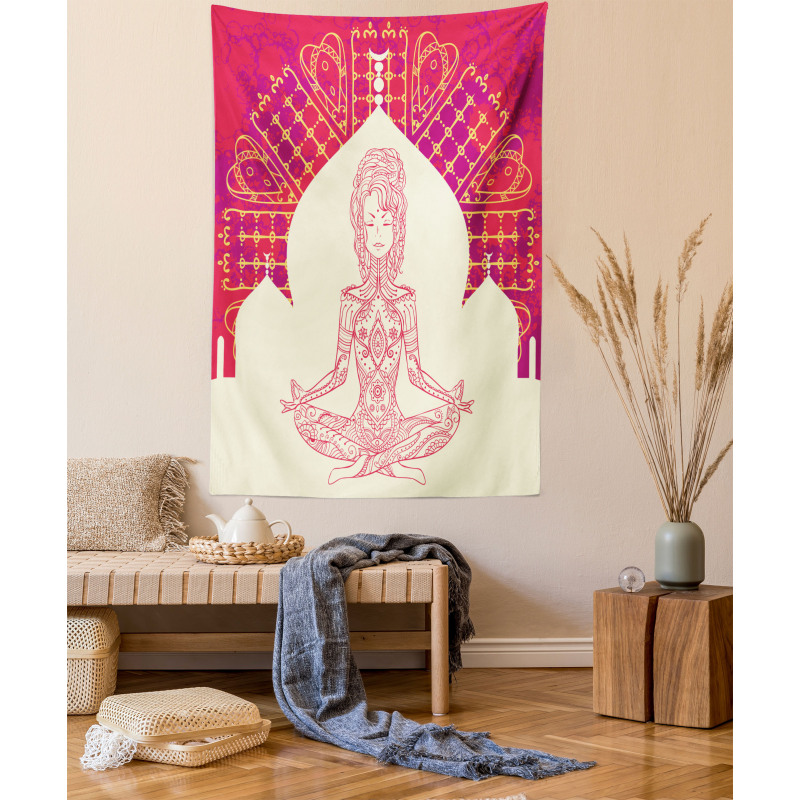 Mandala Meditation Girl Tapestry