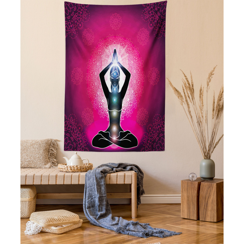 Maroon Yoga Meditation Tapestry