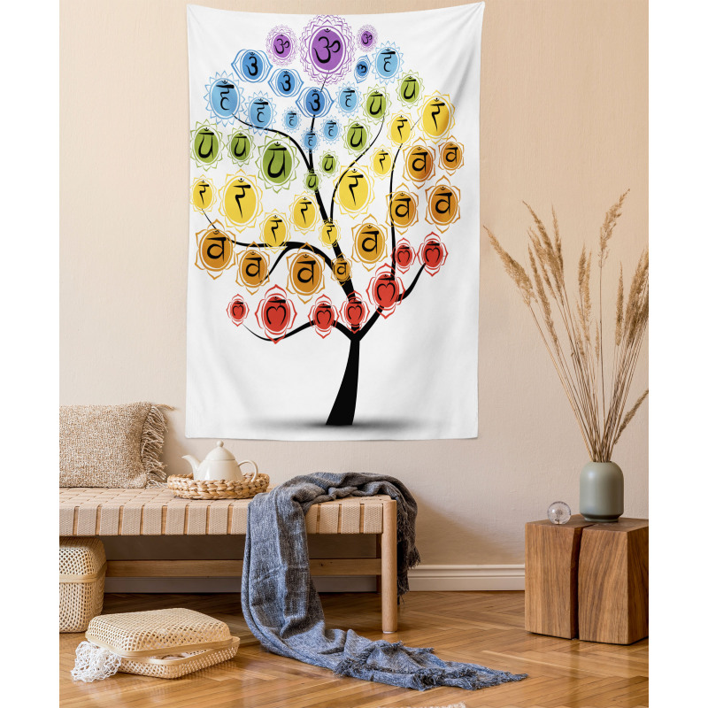 Yoga Tree with Chakras Tapestry