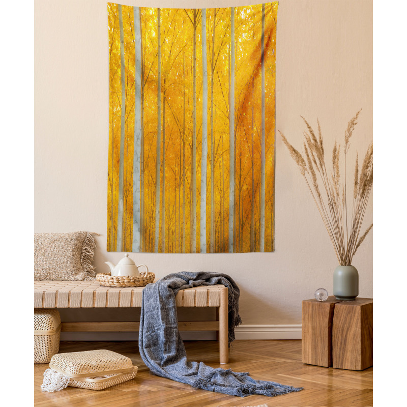 Forest Bloom with Pale Leaves Tapestry