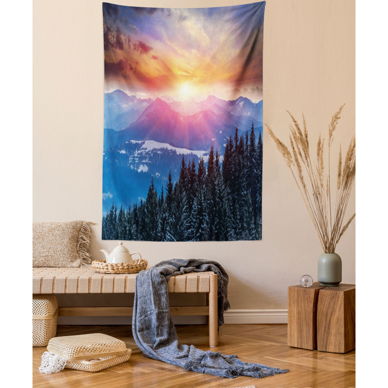 Sunset in Mountains Tapestry